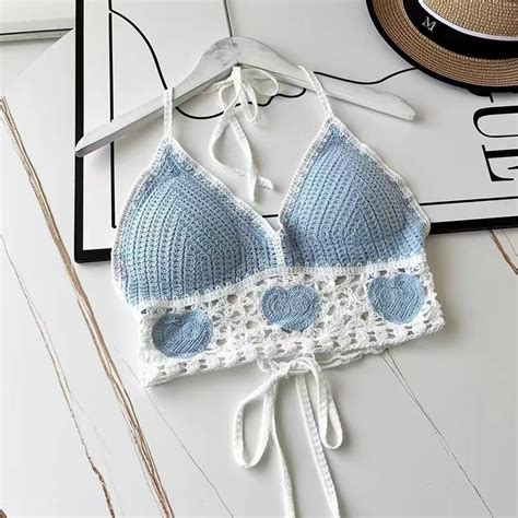 Crochet Swimwear Women Crochet Bikini Top Crochet Bra Sexy Beach Outfit Halter Top Beach Top