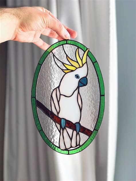 Parrot Cockatoo Stained Glass Suncatcher Bird Window Hangings Etsy