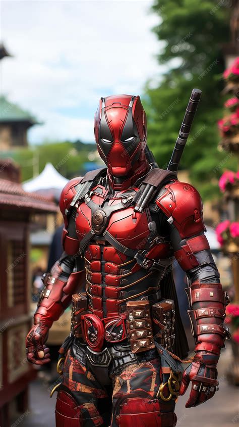 Токусацу Дэдпул Железный продвинутый костюм | Премиум Фото