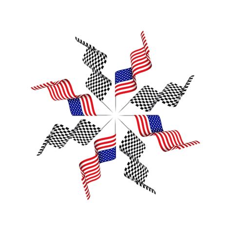 Premium Vector Usa And Checkered Waving Flags Circle