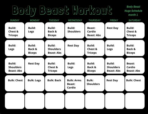 Body Beast Workout Sheet Fill Out Printable Pdf Forms Online