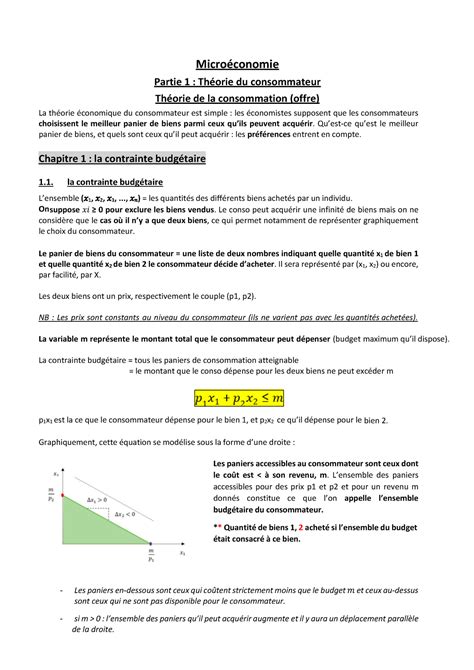 Notes de cours micro BAC 2 1 Microéconomie Partie 1 Théorie