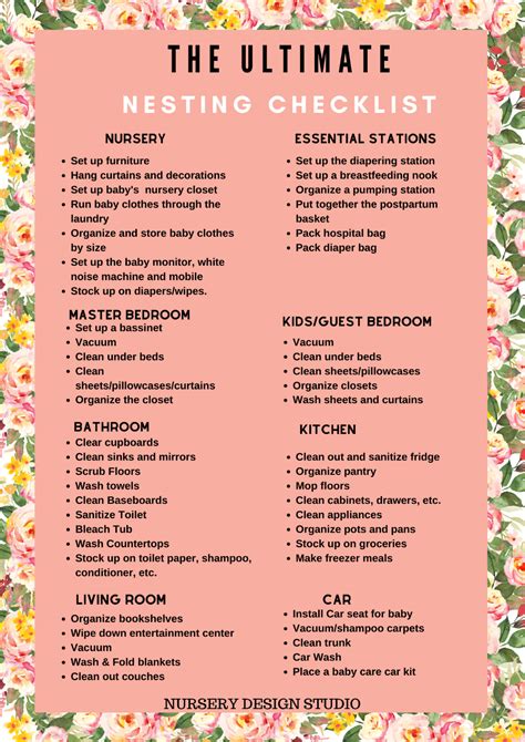 ultimate nesting checklist  nesting moms  printable artofit