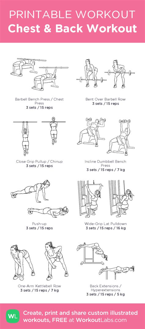 Chest Back Workout Chest And Back Workout Printable Workouts Gym