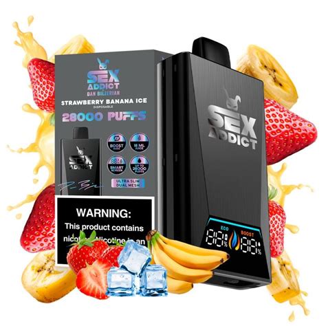 Pod Descartável Sex Addict Black S280 Strawberry Banana Ice 28 000 Puffs Total Vape