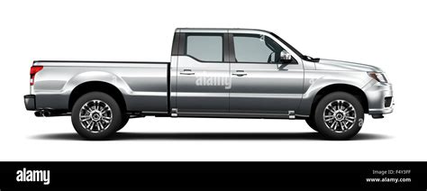 silver pickup truck side view stock photo alamy