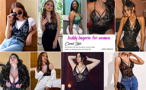 Avidlove Womens Snap Crotch Lingerie Lace Teddy One Piece Babydoll Sexy Mini Bodysuit At Amazon