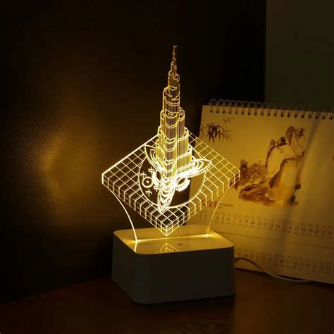 CHDIEE Design Dubai Famous Tower 3D Led Dimmable Touch Lamp Creative ...