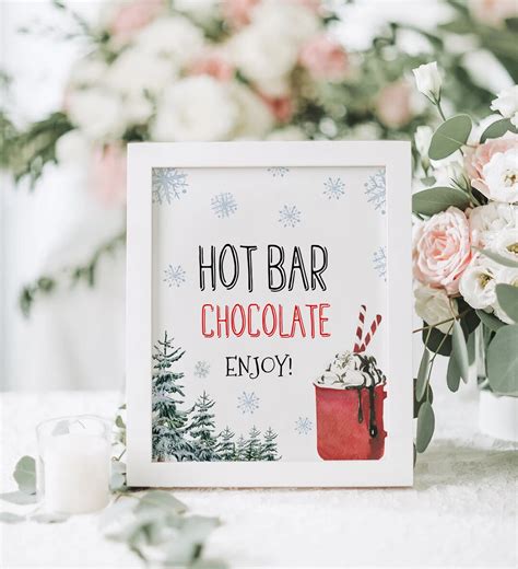 Hot Cocoa Bar Sign Printable Hot Chocolate Bar Sign Holiday Baby Shower Editable Drinks Sign