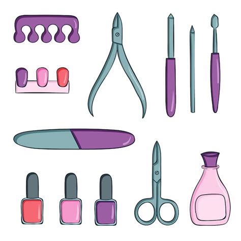 Colección de herramientas de manicura Vector Gratis