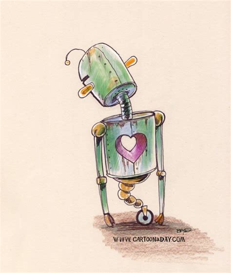 Sad Robot Without a Heart Cartoon Cartoon