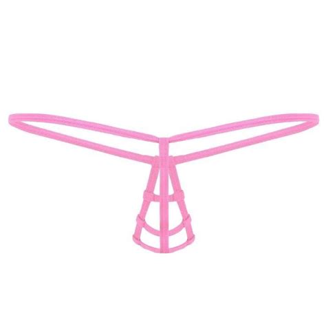 YEAHDOR Homme Micro String Sexy Ficelle Ouvert Elastique Mini Slip Gay Jockstrap Lingerie Rose