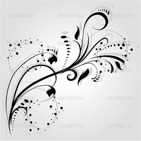 Swirly Tattoo Designs Floral Silhouette Element For Design Vector