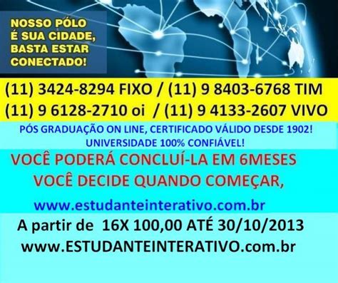 Pós Graduação 6 Meses - Pos Graduação On Line em 6 meses Totalmente a Distancia cred MEC ...