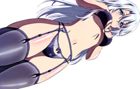 Wallpaper Girl Sexy Lingerie Pantsu Bra Cleavage Panties Thighhighs Long Hair Boobs