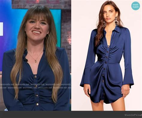 WornOnTV: Kelly’s navy button front mini dress on The Kelly Clarkson ...