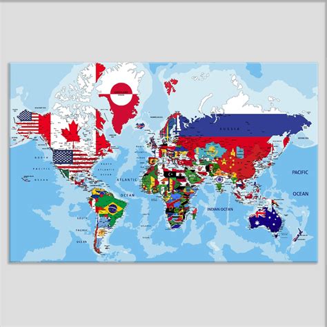 World Map With Flags of the Countries Canvas Print World Map | Etsy