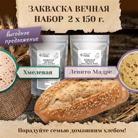 Закваска для хлеба Poly Food Левито Мадре и Хмелевая, набор 2 упаковки ...