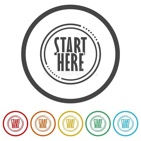 start  button icon set icons  color circle buttons stock vector