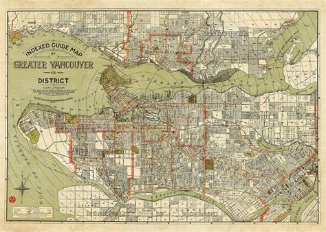 Vancouver Map 1924 Vintage Map Of Vancouver Bc Canada In Etsy In 2023