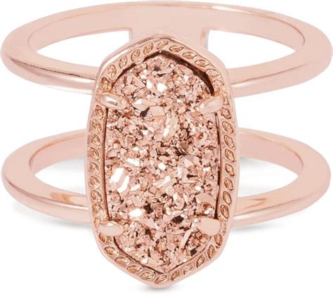 Kendra Scott Elyse Rose Gold Ring In Rose Gold Drusy Pink Gold Rings