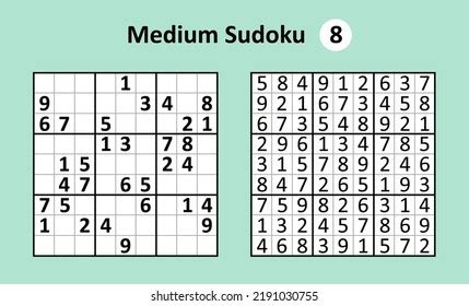 Sudoku Game Answers Medium Complexity Simple Stock Vector Royalty Free