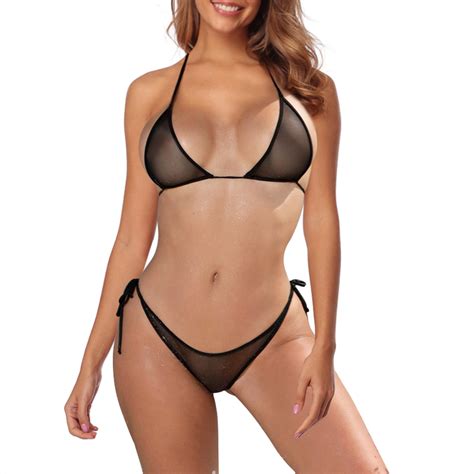 Buy SHERRYLO Sheer Bikini See Through Micro Bikinis Extreme Mesh Slutty ...
