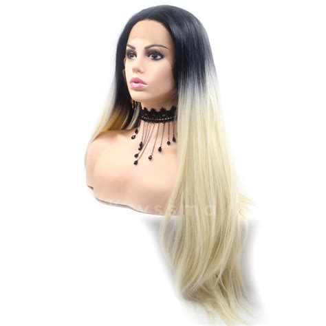 OMBRE BLONDE NATURAL STRAIGHT SYNTHETIC LACE FRONT WIGS Kryssma Official Site