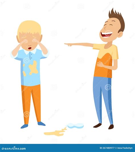 Kids Bullying. Childish Bullies Or Verbal And Physical Conflict Between