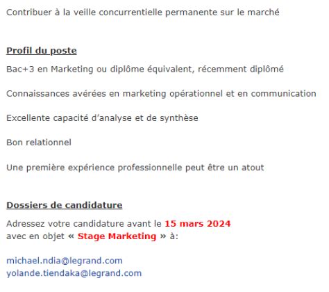 Legrand Ci Recrute Assistant Marketing Yatravail