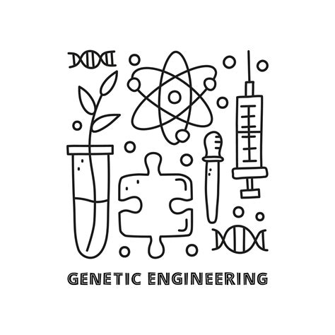 Group Of Doodle Outline Genetic Engineering Icons 19549046 Vector Art