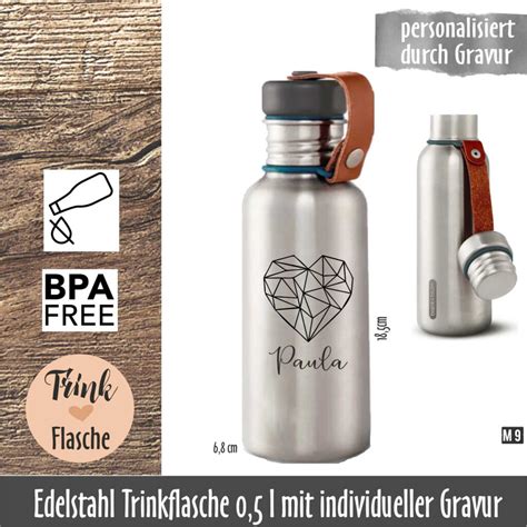 Edelstahl Trinkflasche L Im Retrostyle Personalisiert Mit Gravur