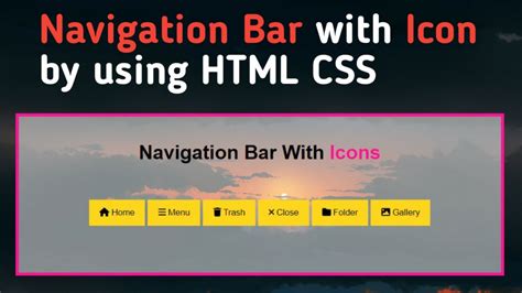 Navigation Bar With Icon By Using Html Css Youtube