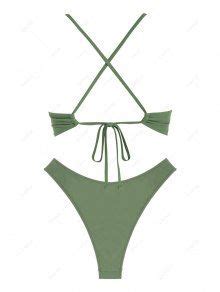 83 OFF 2024 Ensemble De Bikini Brillant à Armature V à Volants Dans Vert Profond ZAFUL France