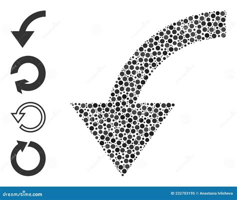 Dotted Rotate Ccw Composition Of Round Dots With Other Icons Stock