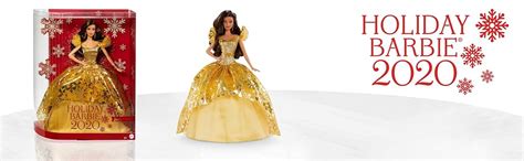 Amazon Barbie Signature Holiday Doll Inch Brunette Long Hair In Golden Gown With