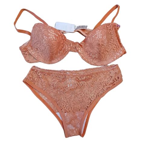 Women S Push Up Underwire Bra Panty Set Rose Gold Soft Cup Comfortable Lingerie Daraz Bd