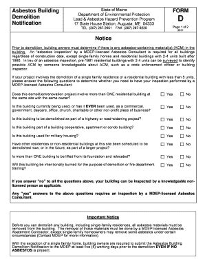 Fillable Online Maine Asbestos Building Demolition Notification FORM