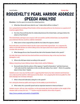 Pearl Harbor Speech Analysis of Roosevelt's World War II Speech | TpT