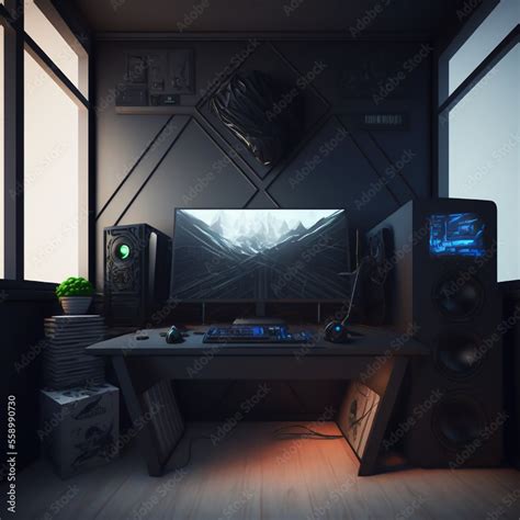 setup with computer monitor and mouse gamer Stock Illustration | Adobe ...