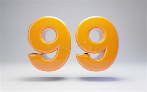 Number 99. 3D Orange Glossy Number Isolated on White Background Stock ...