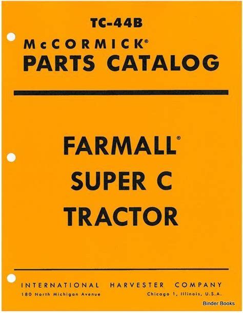 IH Book Store TC 44B Parts Catalog For McCormick Farmall Super C Tractor