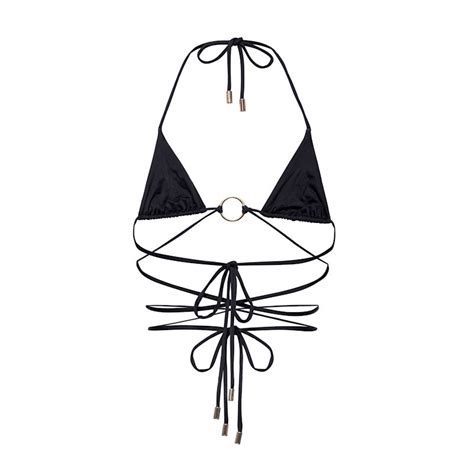 Nora Triangle Tie Bikini Top Kamari Swim Wolf Badger