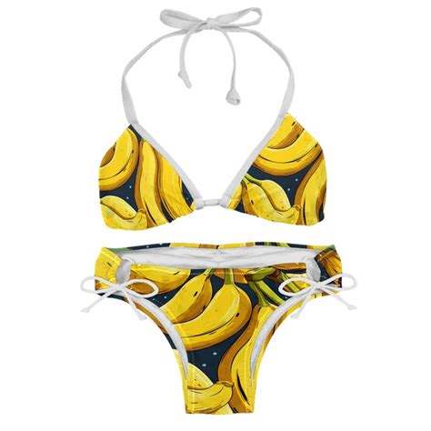 Banana Chic One Piece Swimsuits Bikini Set Detachable Sponge Adjustable Strap Two Pack For