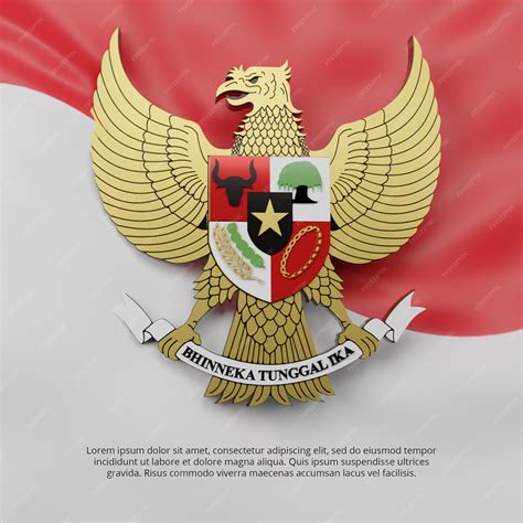 Premium PSD | 3D Render Indonesia Pancasila with Flag Background