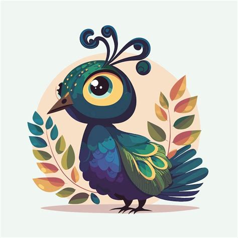 Premium Vector Vector Cute Peacock Cartoon Style