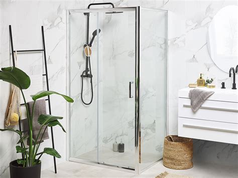 Tempered Glass Shower Enclosure 80 X 100 X 185 Cm Silver Yoro Beliani