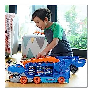 Hot Wheels T Rex Transformer Car Track Set With Race Action