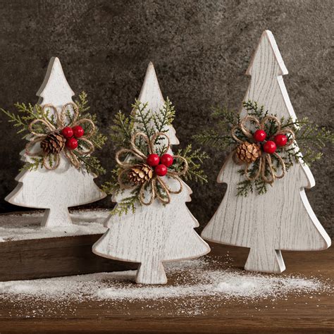Amazon.com: Soaoo 3 Pcs Wooden Christmas Trees Tabletop Decoration