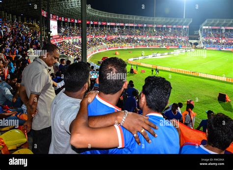 Three FC Goa fans take a selfie during Indian Super League (ISL) match ...